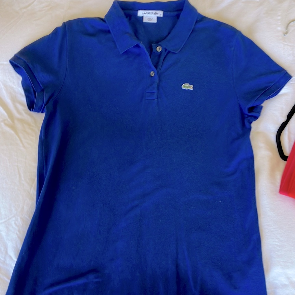 Lacoste 2 button placket bright blue polo